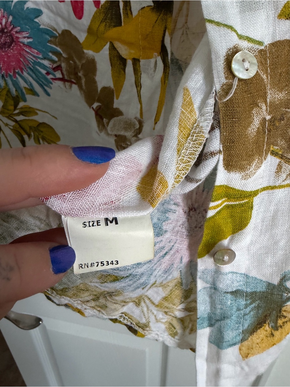 Sleeveless Linen Floral Button-Front Dress - Picture 4 of 10